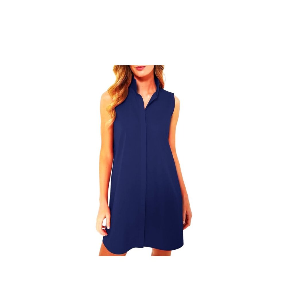 Eileen Fisher 100% Organic Cotton Shirtdress Size-XL Navy